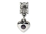 Reflections™ Sterling Silver Smokey CZ Heart Dangle Bead / Charm