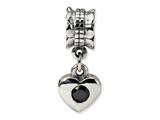 Reflections™ Sterling Silver Black CZ Heart Dangle Bead / Charm