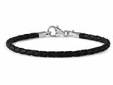 Reflections Sterling Silver Black Leather Lobster Clasp Bead Bracelet 7.75 inches