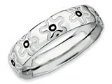 Stackable Expressions Sterling Silver Polished Enameled Flower Stackable Ring