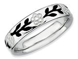 Stackable Expressions Sterling Silver Polished Enameled Flower Stackable Ring