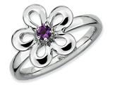 Stackable Expressions Sterling Silver Polished Amethyst Flower Stackable Ring
