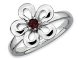 Stackable Expressions Sterling Silver Polished Garnet Flower Stackable Ring