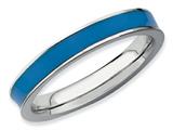Stackable Expressions Sterling Silver Blue Enameled 3.25mm Stackable Ring