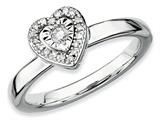 Stackable Expressions Sterling Silver Heart Diamond Stackable Ring
