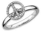 Stackable Expressions Sterling Silver Peace Symbol Diamond Stackable Ring