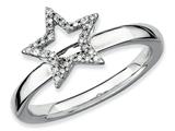 Stackable Expressions Sterling Silver Star Diamond Stackable Ring