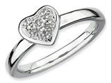 Stackable Expressions Sterling Silver Heart Diamond Stackable Ring