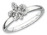 Stackable Expressions Sterling Silver Fleur De Lis Diamond Stackable Ring