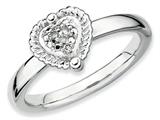 Stackable Expressions Sterling Silver Heart Diamond Stackable Ring