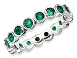 Stackable Expressions Sterling Silver Simulated Emerald Stackable Ring
