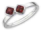 Stackable Expressions Sterling Silver Db Cushion Cut Garnet Stackable Ring