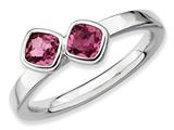 Stackable Expressions Sterling Silver Db Cushion Cut Pink Tourmaline Stackable Ring