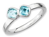 Stackable Expressions Sterling Silver Db Cushion Cut Blue Topaz Stackable Ring