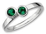 Stackable Expressions Sterling Silver Db Round Simulated Emerald Stackable Ring