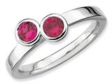 Stackable Expressions Sterling Silver Db Round Created Ruby Stackable Ring