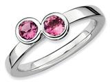 Stackable Expressions Sterling Silver Db Round Pink Tourmaline Stackable Ring
