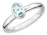 Stackable Expressions Sterling Silver Oval Aquamarine Stackable Ring