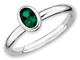 Stackable Expressions Sterling Silver Oval Simulated Emerald Stackable Ring