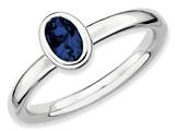 Stackable Expressions Sterling Silver Oval Created Sapphire Stackable Ring