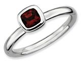 Stackable Expressions Sterling Silver Cushion Cut Garnet Stackable Ring