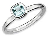 Stackable Expressions Sterling Silver Cushion Cut Aquamarine Stackable Ring