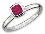 Stackable Expressions Sterling Silver Cushion Cut Created Ruby Stackable Ring