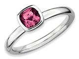 Stackable Expressions Sterling Silver Cushion Cut Pink Tourmaline Stackable Ring
