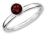 Stackable Expressions Sterling Silver High 5mm Round Garnet Stackable Ring