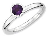Stackable Expressions Sterling Silver High 5mm Round Amethyst Stackable Ring