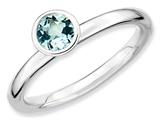 Stackable Expressions Sterling Silver High 5mm Round Aquamarine Stackable Ring