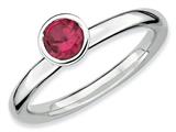 Stackable Expressions Sterling Silver High 5mm Round Created Ruby Stackable Ring