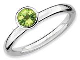 Stackable Expressions Sterling Silver High 5mm Round Peridot Stackable Ring