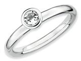 Stackable Expressions Sterling Silver Low 4mm Round White Topaz Stackable Ring