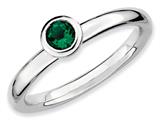 Stackable Expressions Sterling Silver Low 4mm Round Created Emerald Stackable Ring