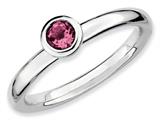 Stackable Expressions Sterling Silver Low 4mm Round Pink Tourmaline Stackable Ring