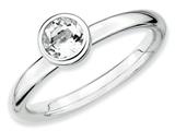 Stackable Expressions Sterling Silver Low 5mm Round White Topaz Stackable Ring