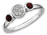 Stackable Expressions Sterling Silver Db Round Garnet and Dia. Stackable Ring