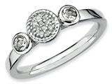 Stackable Expressions Sterling Silver Db Round White Topaz and Dia. Stackable Ring