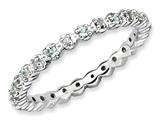 Stackable Expressions Sterling Silver Aquamarine and Diamond Stackable Ring