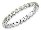 Stackable Expressions Sterling Silver Peridot and Diamond Stackable Ring
