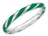 Stackable Expressions Sterling Silver Twisted Green Enameled 2.4 x 2.0mm Stackable Ring
