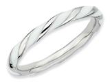 Stackable Expressions Sterling Silver Twisted White Enameled 2.4 x 2.0mm Stackable Ring