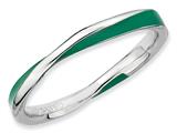 Stackable Expressions Sterling Silver Twisted Green Enameled 2.5 x 2.25mm Stackable Ring