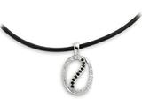 Sentimental Expressions(tm) Sterling Silver CZ and Rubber Cord The Road Less Traveled 18 Inch Necklace