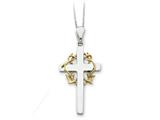 Sentimental Expressions(tm) Sterling Silver and Gold-plated No Greater Love Cross 18 Inch Necklace