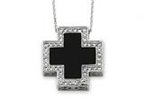 Sentimental Expressions(tm) Sterling Silver Black Onyx and CZ The Battle Cross 18 Inch Necklace