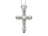 Sentimental Expressions(tm) Sterling Silver Onyx, Ruby and Topaz Power of the Cross 18 Inch Necklace"