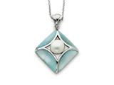 Sentimental Expressions(tm) Sterling Silver Cultured Pearl and Blue MOP Guidance 18 Inch Necklace