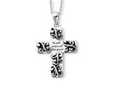 Sentimental Expressions(tm) Sterling Silver Antiqued He Will Perfect 18 Inch Cross Necklace